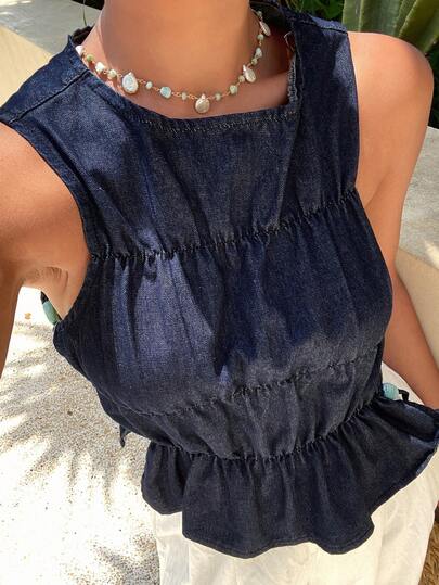 Livesso Tops Denim de mujer