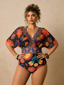 Travachic Plus Size Women Floral Print 2 In 1 Swimsuit Bathing Suits For Women - Multicolor - View 4