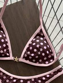 Swim Mod Spring/Summer Solid Color Triangle Wireless Halter Backless Top And Swim Shorts Women Sexy Bikini Set For Beach Vacation - Pink - View 5