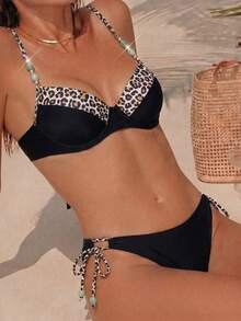 Swim Chiccia Women's 2-Piece Swimwear Set For Spring/Summer, Sexy Vacation Elegant Minimalist Style With Adjustable Straps, Handmade Pearl Decor, Random Color - Multicolor - View 1