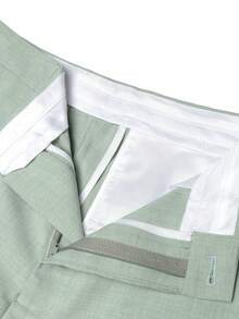 Manfinity Bizformal Ensemble de veste à col mandarin et pantalon à manches longues pour hommes, cérémonie, formel - Vert - Voir 5
