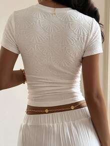 DAZY Women's Casual Short Sleeve Fitted T-Shirt For Summer - White - View 4