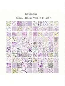 1 Book/100pcs Classic Floral Pattern Paper, 6 Styles, 100 Unique Patterns Options, Suitable For Scrapbook, Journal, Decoration, Memo, Origami, Stationery, Back To School Supplies, A Perfect Small Gift For Back To School - multicolor - View 12