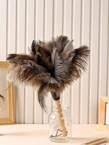 Cirelle 1pc Natural Feather Duster With Wooden Handle, Gentle Cleaning Brush For Home, Furniture & Decor, Lint-Free Dust Remover For Shelves, Books, Jewelry & Ornaments, Elegant Cleaning Tool For Bedroom & Living Room, Ideal Gift For Home Enthusiasts. - White Pole #1 - View 11