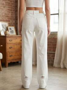Jeans de mezclilla para mujer - Blanco - Ver 4