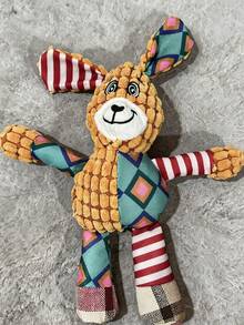 Durable Elephant Plush Dog Toy With Squeaker & Crinkle, Teeth Cleaning Chew Toy For Anxiety Relief, Tough Interactive Puppy Toy With Reinforced Stitching (No Battery) - Multicolor - View 2