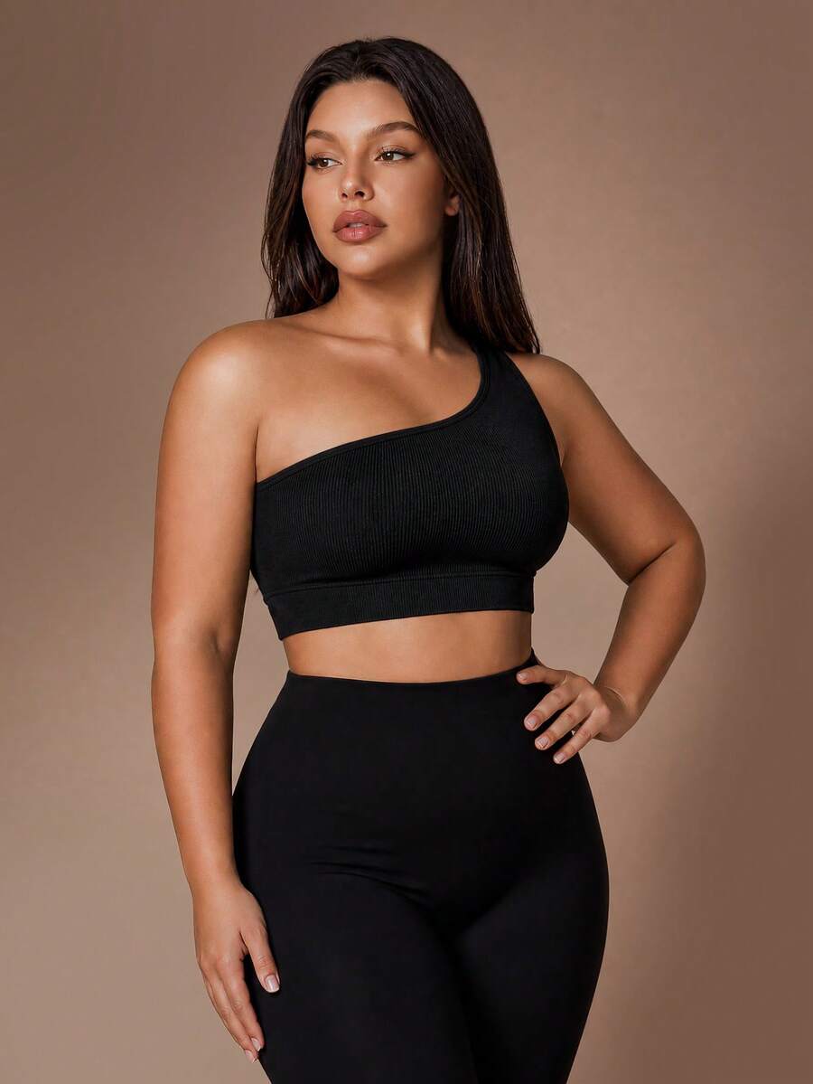 Lazeform 1pc Women Plus Size Seamless Minimalist Comfort Wireless Bra Camisole - Black - View 1