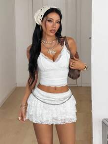 Coolane Váy xếp tầng trắng thoải mái dành cho nữ, phong cách preppy chic mùa xuân, Y2K, thích hợp cho kỳ nghỉ lễ hội hoặc đi boho. - trắng - Xem 4