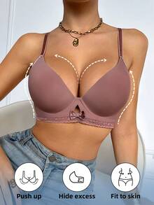 DesireSculpt Áo ngực nâng ngực mỏng nhẹ, tối giản, có gọng, nâng đỡ và làm nổi bật vòng một. - Màu nâu  Mocha - Xem 1