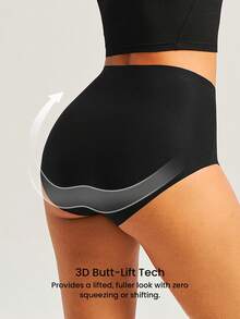 LUVLETTE 1-Pack Quần lót cạp cao kiểm soát bụng định hình thoáng khí màu đen cho nữ - màu đen - Xem 2