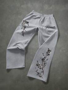 Manfinity EMRG 男士字母印花抽绳腰带口袋休闲运动裤 - 灰色 - 查看 3