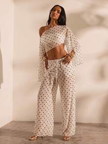 Opulessa Women's Loose Straight Leg Printed Pants, Suitable For Spring/Summer Vacation - White - View 1