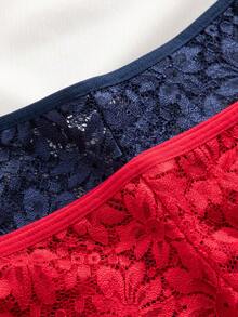 Snug Zone 3件組女款蕾絲飾邊比基尼內褲，優雅舒適內衣 - 彩色 - 查看 7