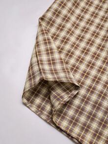 RONVEXI Men's Small Plaid Short Sleeve Shirt, Single Pocket Classic Style, Suitable For Formal Or Casual Occasions, Vacation, Dining, Office, Casual Home Wear, Versatile, Comfortable Fabric Shirt, Great For Self-Wear Or Gift - Multicolor - View 7
