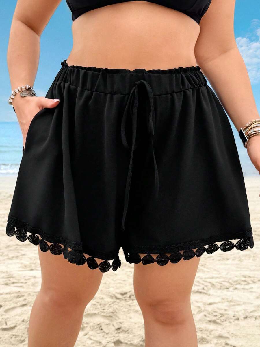 Swim Lushoire 2026 Spring/Summer Plus Size Women Sexy Casual Vacation Beach Party Shorts - Black - View 1