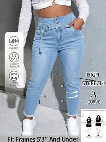 Jeans de mezclilla para mujer - Azul - Ver 1