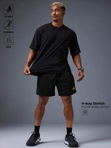 GymBeat 男友风男士休闲标语印花短袖T恤 运动上衣 健身上衣 透气轻盈 - 黑色 - 查看 2