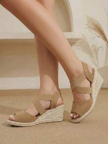 Styleloop Ladies Khaki Wedge Heel Platform Shoes, Holiday Atmosphere, Summer Wear, A Must For Travel - Khaki - View 2