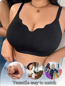 SHEIN Plus Size Seamless Supportive & Lifting Bra - Black - View 5