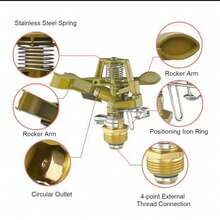 1pc Aluminum Alloy Ground Spike + Zinc Alloy Rotating Sprinkler Head, 360° Auto Rotation Large Coverage Garden Irrigation, For Lawn & Yard - sprinkler - View 4