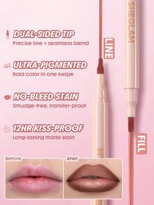 SHEGLAM True Stain Liquid Lip Liner-509 Chocoholic Lip Pencil Lipstick To Define Lips Smooth Matte Tint Long Lasting Transfer Proof Smudge Proof High Pigment 2-In-1 Combo Multi-Use - 509 Chocoholic - View 4