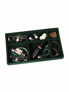 1/4/5PCS Jewelry Display Tray, Stackable Drawer Jewelry Storage Box, Velvet Grid Jewelry Organizer Tray, Multi-Purpose Jewelry Box For Rings, Earrings And Necklaces, Large Capacity Drawers For Easy Classification And Space-Saving Back To School - Multicolor - View 12