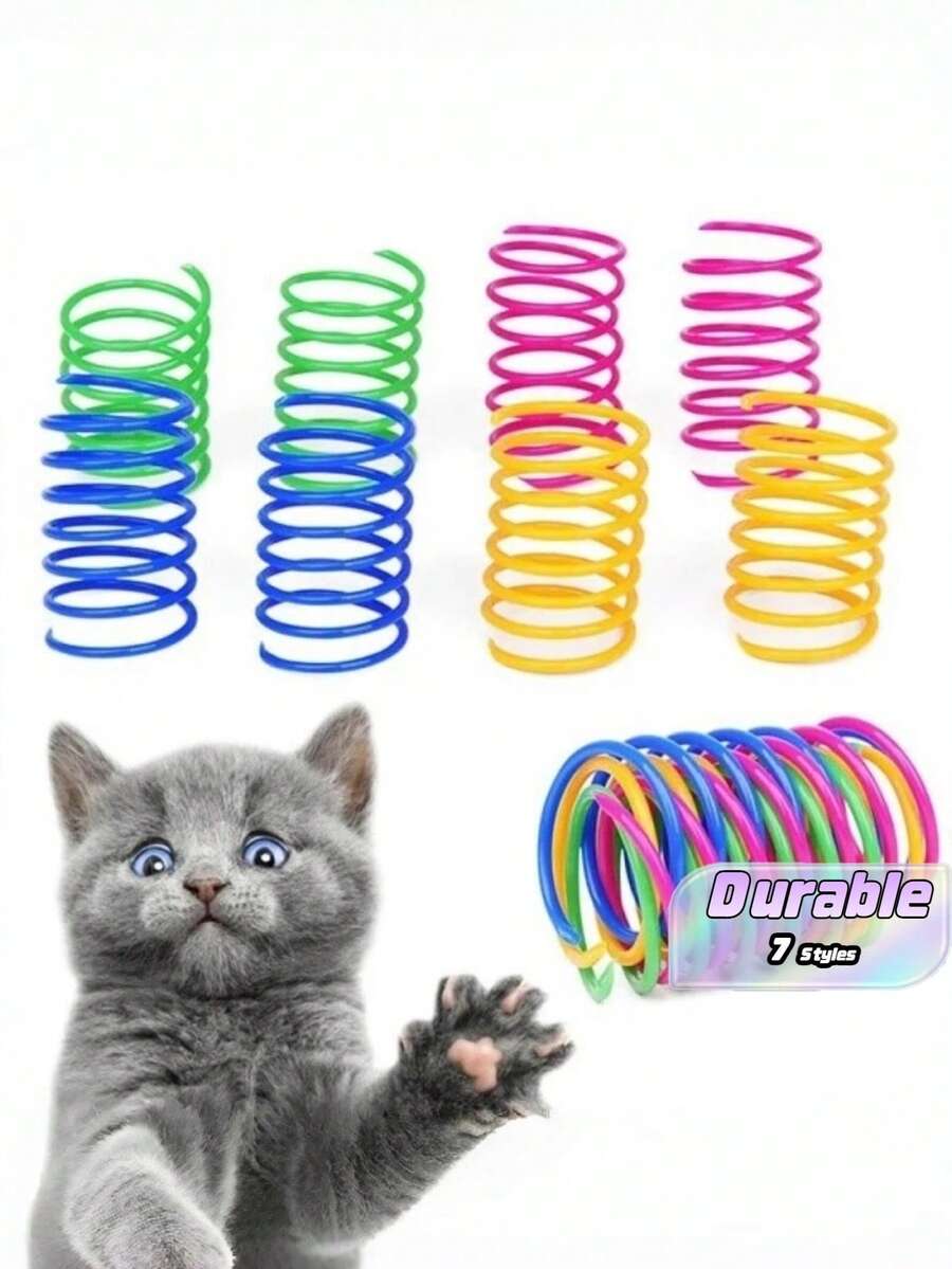80个/20包猫弹簧玩具，互动猫玩具，室内猫适用，塑料线圈彩色弹簧，猫玩具，活跃健康健身玩耍，螺旋弹簧，幼猫玩具，可用于拍打、啃咬、追逐