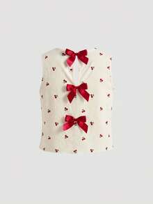 SHEIN Tween Girl Bow Decor Camisole And Shorts Casual Set - Multicolor - View 9
