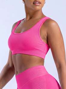 Rhythm Era Camiseta de tirantes acanalada de unicolor para mujer de talla grande, verano - Rosa - Ver 3