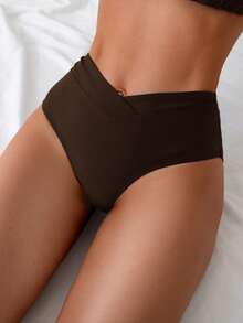 Swim Basics Quần bikini màu trơn dành cho nữ - màu nâu - Xem 1
