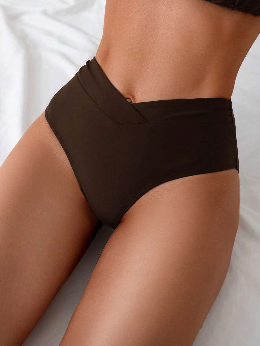 Swim Basics Quần bikini màu trơn dành cho nữ - màu nâu - Xem 1