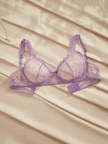Charlaine Lingerie Wanita Seksi Berenda Pita 3D - Purple - View 3