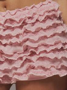 MUSERA Váy siêu ngắn xếp tầng nhún bèo, thích hợp cho kỳ nghỉ hè, đi biển, câu lạc bộ, dễ thương, nữ tính, lễ hội, tiệc tùng, Ibiza, phong cách Bohemian. - Hồng - Xem 6