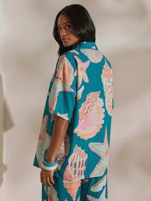 Opulessa Vacation Printed Loose Woven Shirt For Women - Multicolor - View 2