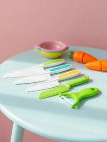 MINKOJA 6 Pieces Montessori Toddler Kitchen Utensil Set,Real Cooking Knife Hay Knife,Birthday Gift(Random Component Color),Cooking Knife Set,Cooking Toy Set,Toddler Knife Set,Kitchen Toy,Kids Kitchen - Multicolor - View 4