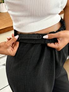 SHEIN 孕妇休闲通勤纯色抽绳裤 - 黑色 - 查看 8