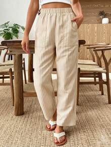 EMERY ROSE Women's Casual Pants With Elastic Waist And Large Pockets - Multicolor - View 5