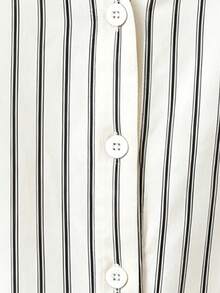 EMERY ROSE Plus Size Woven Loose Casual Minimalist Striped Shirt Dress Fall - Apricot - View 4