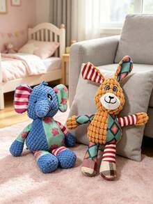 Durable Elephant Plush Dog Toy With Squeaker & Crinkle, Teeth Cleaning Chew Toy For Anxiety Relief, Tough Interactive Puppy Toy With Reinforced Stitching (No Battery) - Multicolor - View 8