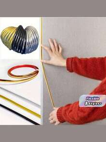 1PC 10m Self-Adhesive Decorative Strip, Flexible Decorative Strip, Suitable For Backsplash Tile Edges, Wall Corners, Self-Adhesive Wall Decor Strips, D-Shape Baseboard Trim, Flexible Material For Walls, Edges, Frames, Doors, Windows, Backsplash And More. - multicolor - View 3