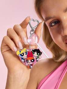 THE POWERPUFF GIRLS X SHEIN Mặt dây chuyền túi xách bằng hợp kim kẽm thời trang và dễ thương - Màu hỗn hợp - Xem 2
