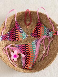 Swim Vcay Women's 2 Pieces Swimwear Set, Sexy Vacation Elegant Romantic Spaghetti Strap Ladies Beach Golf Wear, Spring/Summer White - Multicolor - View 3