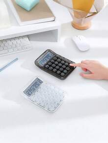 1pc Transparent Dopamine Molecule Calculator, High-End Fashion, Mechanical Keyboard Circular Buttons, Suitable For Students And Office Use,School Supplies,Back To School - Single Piece - View 3