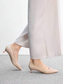 CUCCOO BIZCHIC Women's Pointed Toe Fashion Daily Versatile High Heels Kitten Heels Fall Shoes - Apricot - View 5