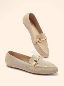 CUCCOO BASICS Women's Metal Decor Daily Commute Fashion Flat Shoes - Apricot - View 3