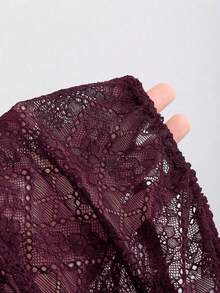 Fairmaia German Traditional Women's Lace Hollow-Out Design Top - Burgundy - View 3
