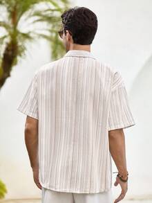 Mercer Haus Men's Vintage Striped Business/Casual Shirt - White - View 2
