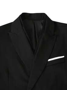 Manfinity Mode Setelan Jas dan Celana Pria Elegan untuk Bisnis, Warna Hitam Formal, Cocok untuk Gaya Klasik, Santai Sehari-hari, Hadiah Pesta, Liburan - Hitam - View 7