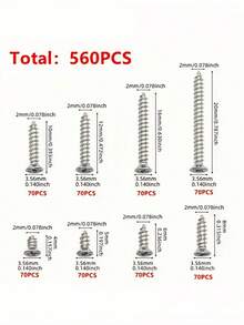 Set Sekrup Kayu Self-Tapping 560 Buah dalam Kotak, 8 Ukuran Berbeda M2, Kit Klasifikasi Sekrup Logam dengan Kotak Penyimpanan untuk Pengerjaan Kayu, Perbaikan Furnitur, DIY, dan Perbaikan Rumah. - 560 buah - View 3