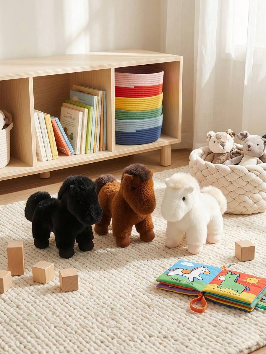 POKOJA LAND 1pc Needle Felt Pony Desktop Companion - Tactile Fiber Pressure Relief Figurine - Aesthetic Room Decor For Cozy Vanity Office Bedside Table - Sentimental Gift For Women Friends - Multicolor - View 1